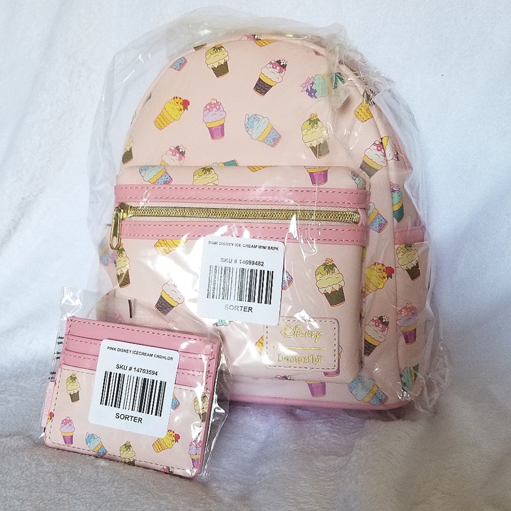 Loungefly x Disney princess ice cream minibackpack + cardholder.